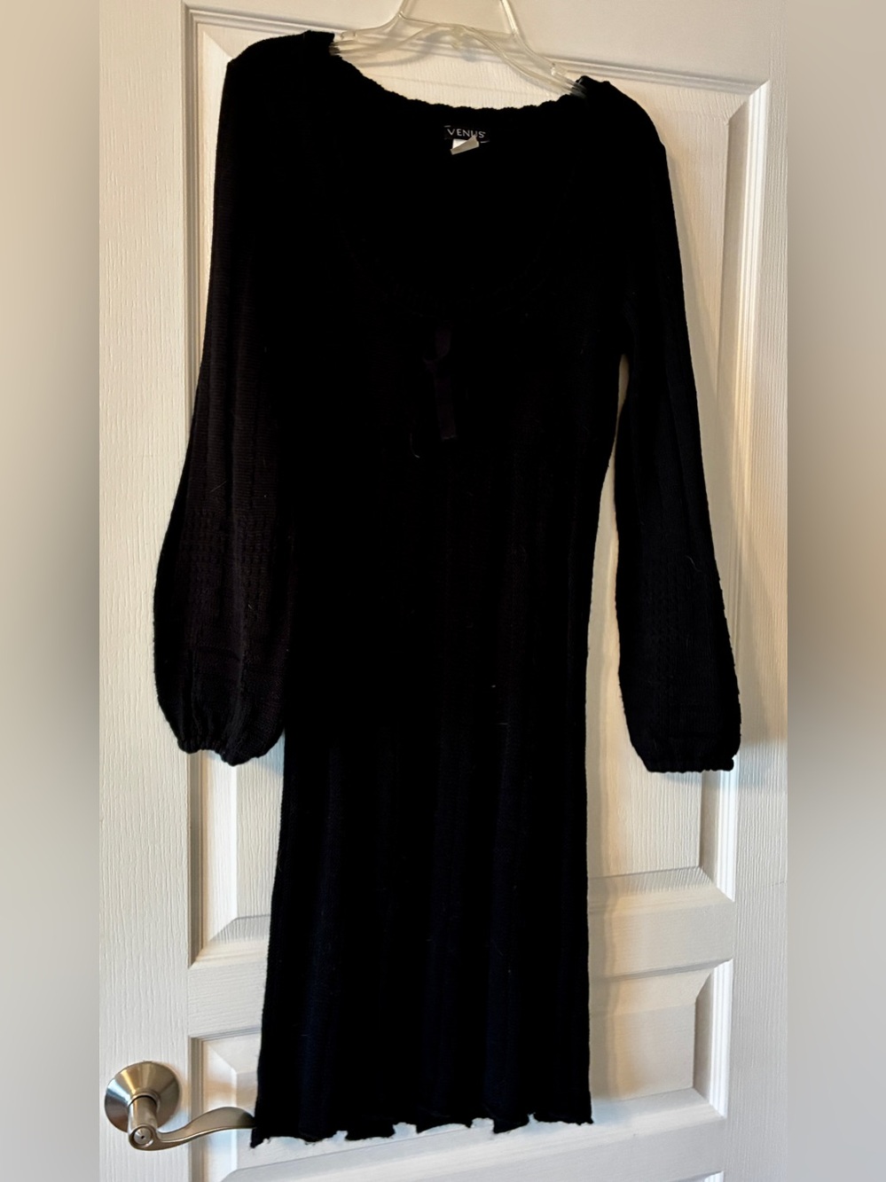Venus Black Knit Sweater Empire Waist Fit Flare Pleated Dress